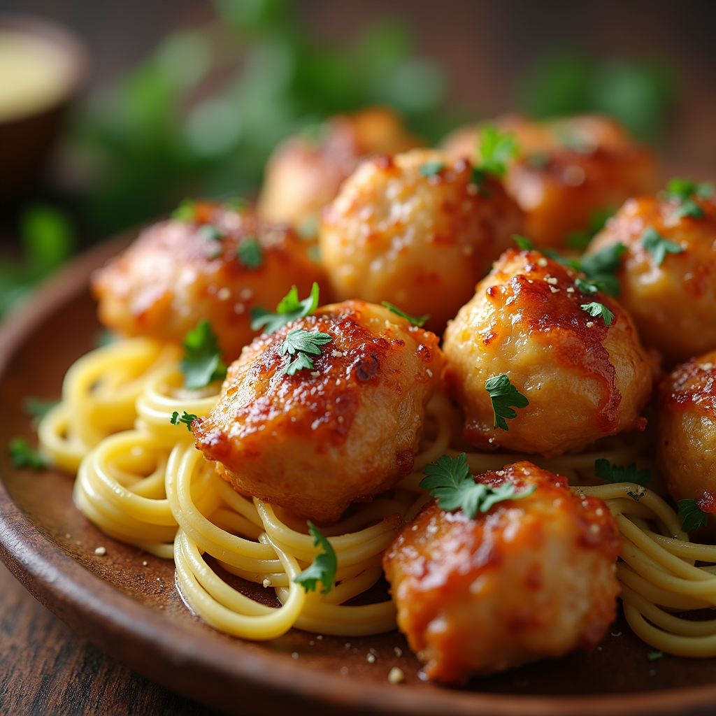 Easy 30-Minute Garlic Butter Chicken Bites with Creamy Parmesan Pasta