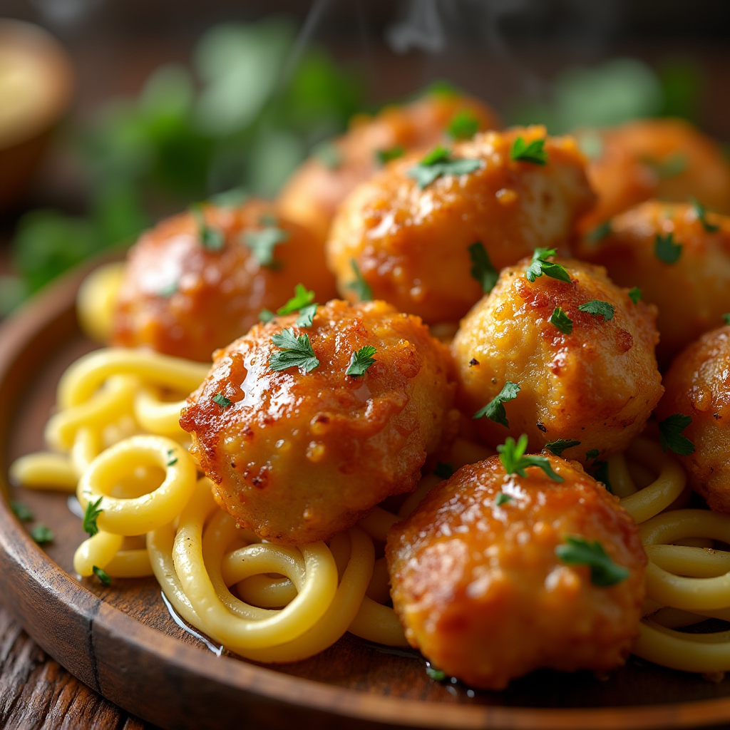 Garlic Butter Chicken Bites with Creamy Parmesan Pasta